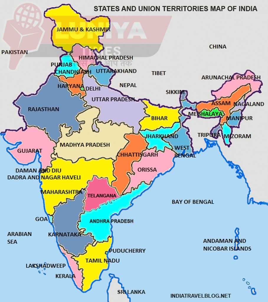 India State and Union Territories Map ( भारत )
